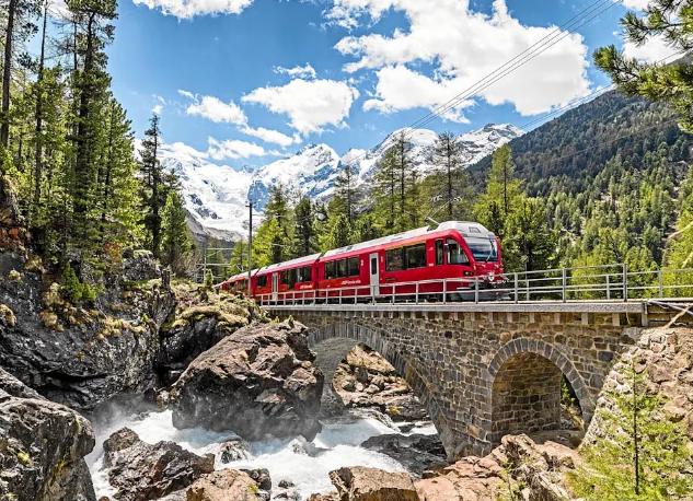 Szwajcaria i czerwony pociąg